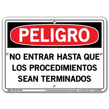 Vestil Aluminum Sign, 9-1/2" Height, 12-1/2" Width, Aluminum, Rectangle, Spanish SI-D-29-B-AL-063-S